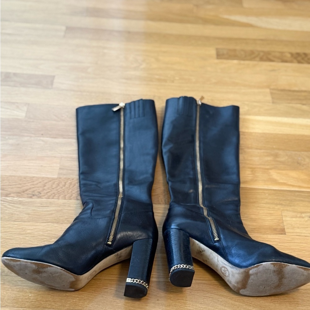 Michael Kors size 10M women's Elegant Black Leather Knee-High Boots - Picture 4 of 9